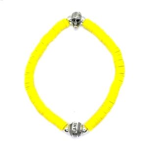 Invicta Elements Men's Yellow Rubber Bracelet With Silver Skull